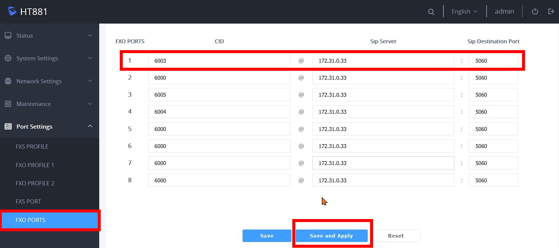 How to configure Grandstream HT881 with UCM PBX | Krishno Biswas
